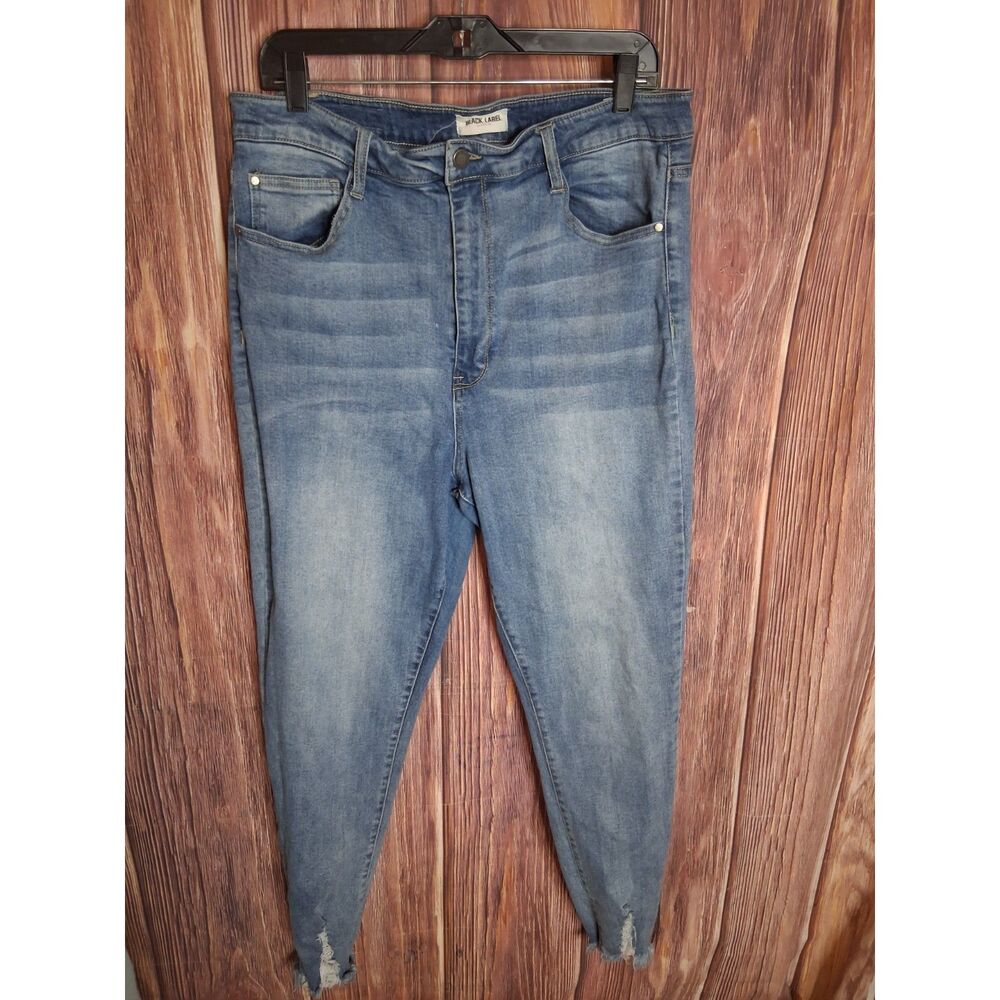 Black label high waisted skinny jean frayed hem size 2XL 18-20